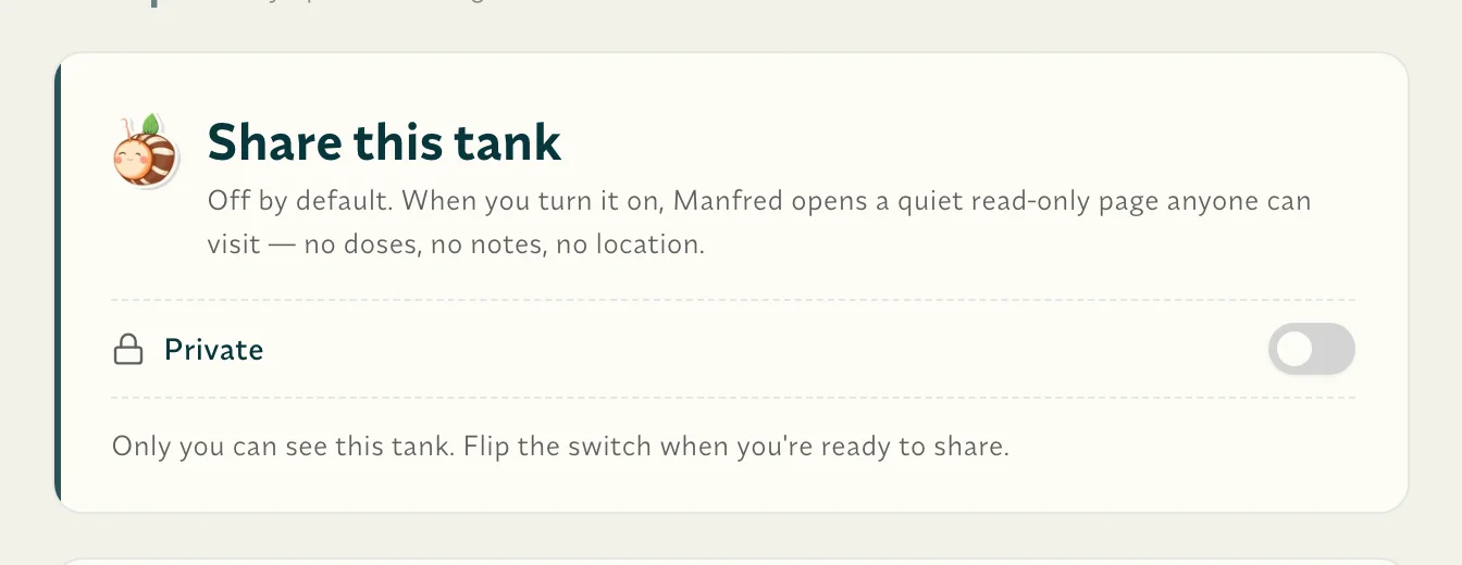 A public share panel with the on/off toggle and the public URL